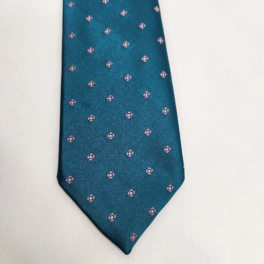 Vintage Sears The Mens Store‎ Tie Necktie Turquoise Blue and Pink Polk Dot EUC